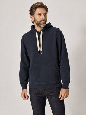 Buck Mason Venice Wash Brushed Loopback Hooded Sweatshirt in Storm NWT